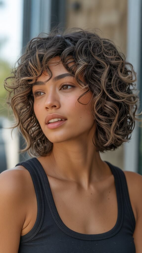  Shaggy Choppy Bob for Curly Hair