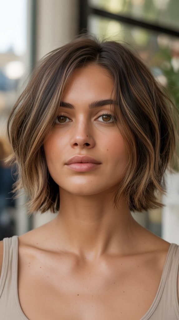  Shaggy Choppy Bob for Square Face Shape