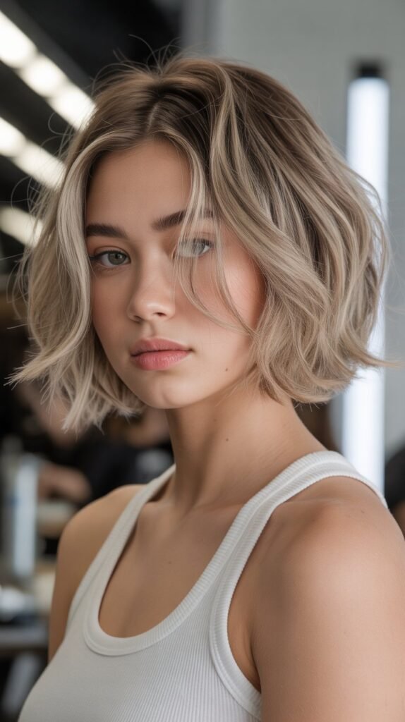 2. Textured Lob (Long Bob)