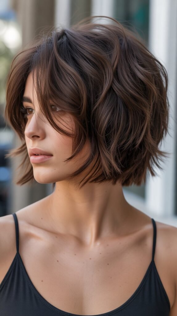 Textured Choppy Bob for Thick Hair