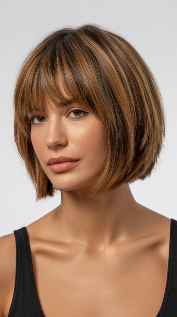 Classic Choppy Bob with Blunt Bangs
