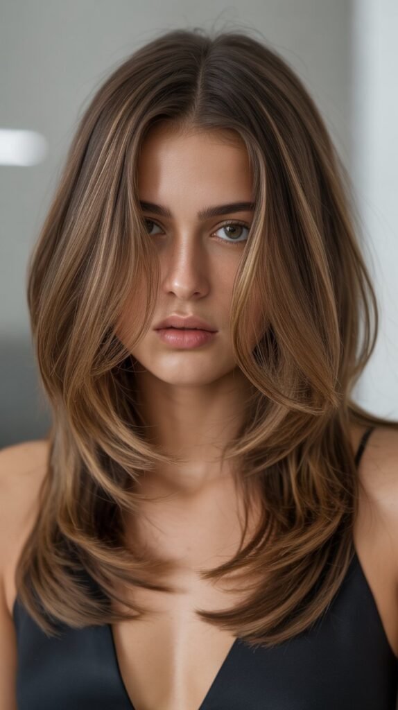 1. Long Layered Cut with Side Part