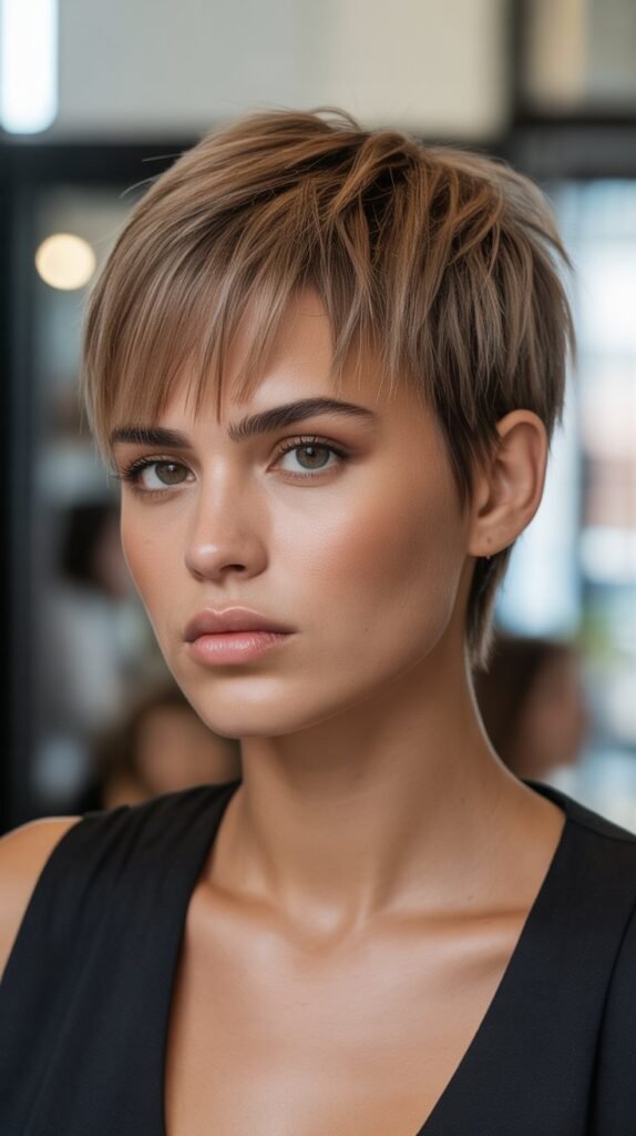 28. Choppy Pixie with Long Fringe