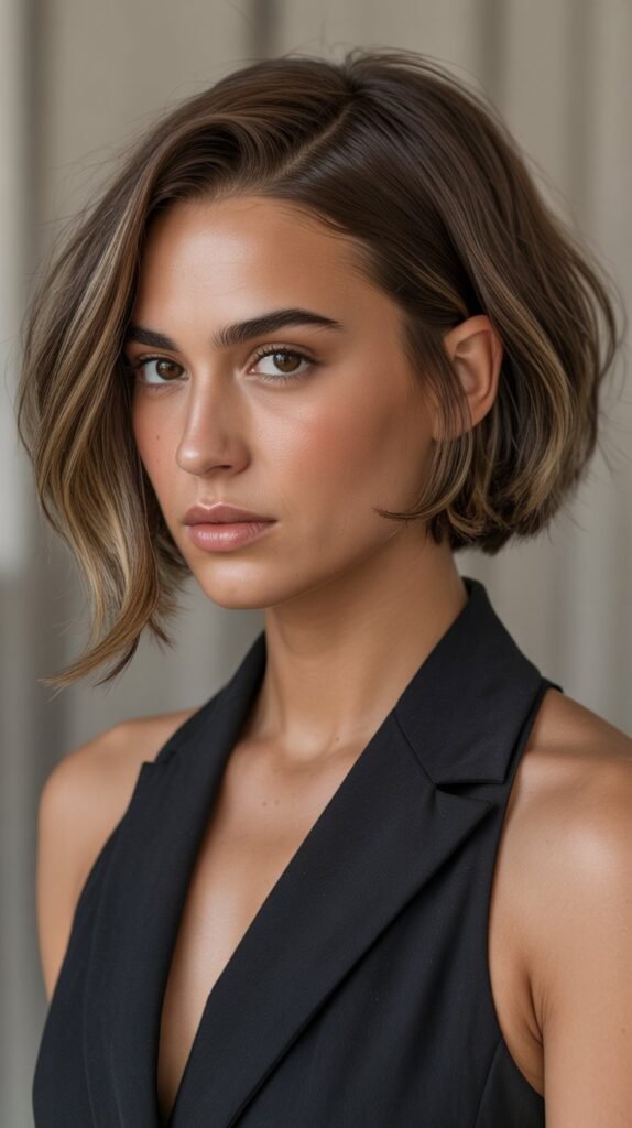  Chin-Length Choppy Bob with Side Part