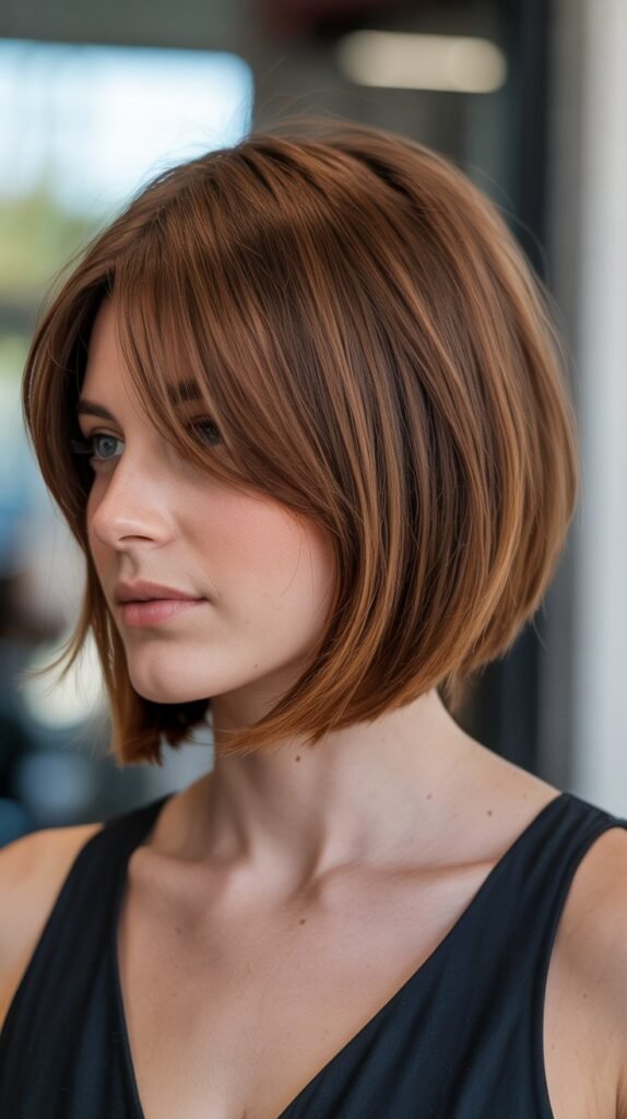 9. Graduated Long Bob with Soft Bangs