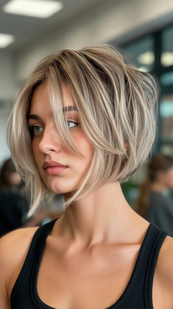 15. Rounded Bob with Curtain Fringe