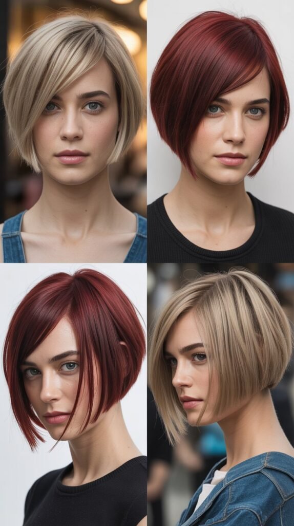  Angled Bob with Diagonal Bangs