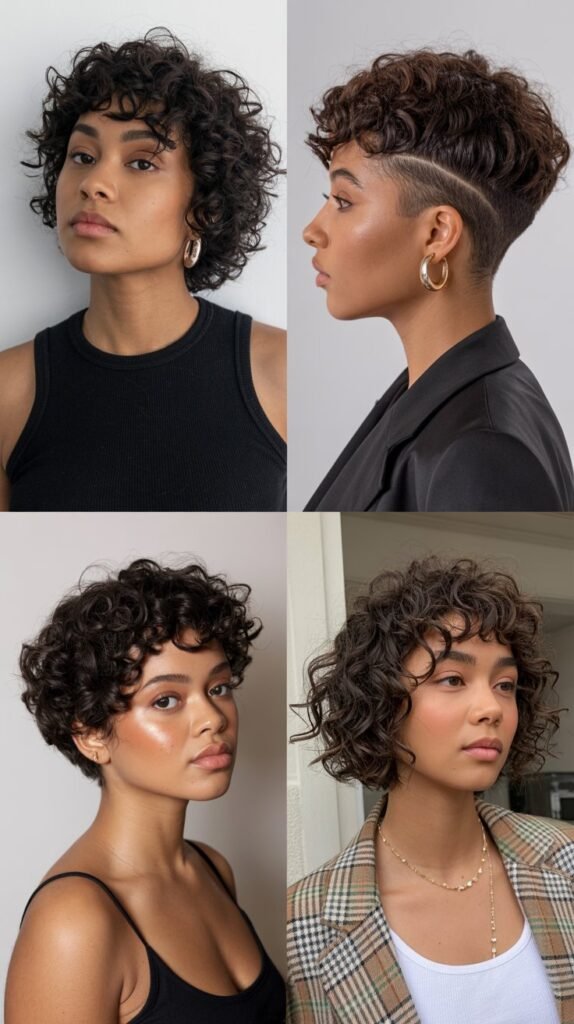 25. Curly Bob with Tapered Sides