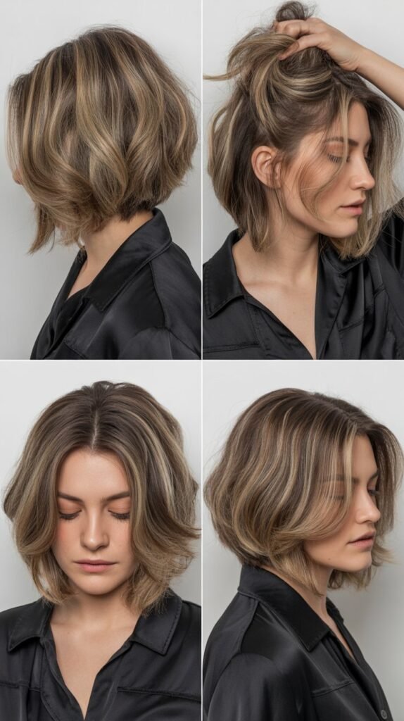 29. Layered Bob with Peek-a-Boo Highlights