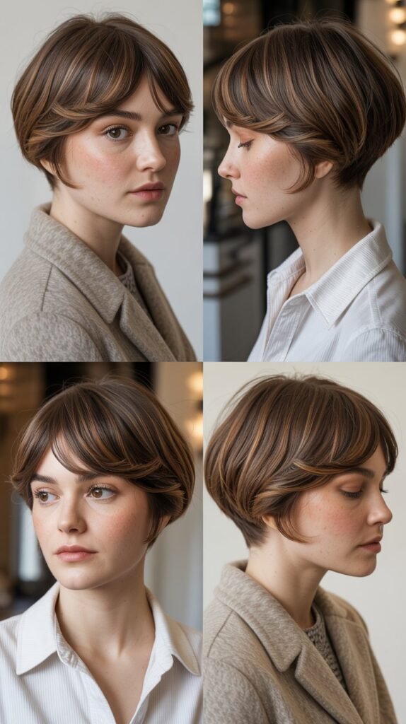 24. Rounded Pixie With Curved Bangs
