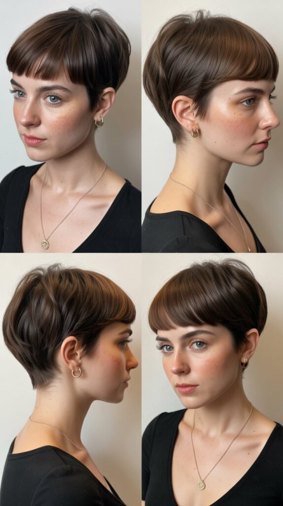 1. Classic Tapered Pixie With Blunt Bangs