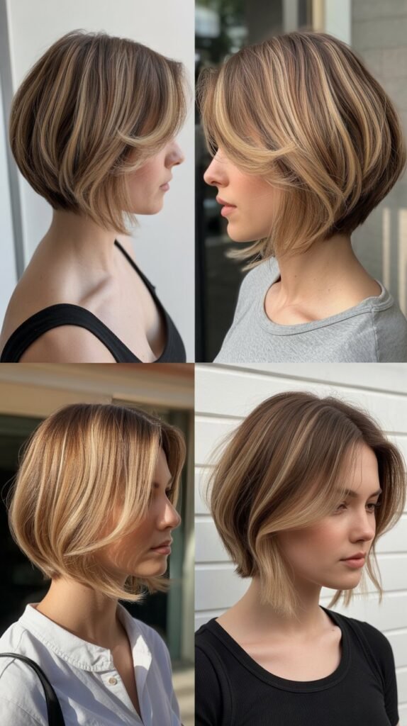 19. Layered Bob with Highlights
