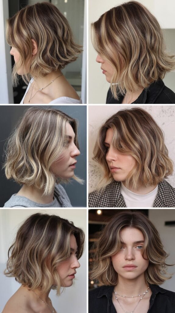 18. Textured Lob with Balayage