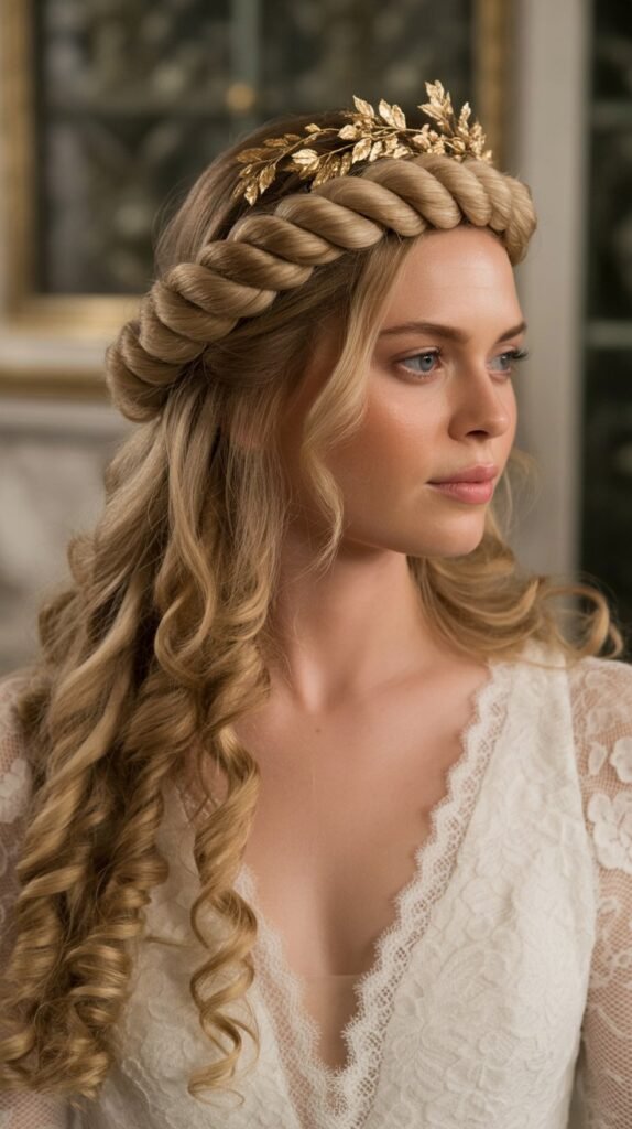 26. Twisted Crown with Curly Cascade