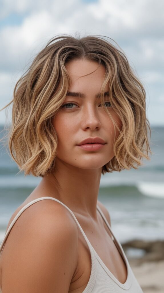 16. Choppy Bob with Undone Wave Texture
