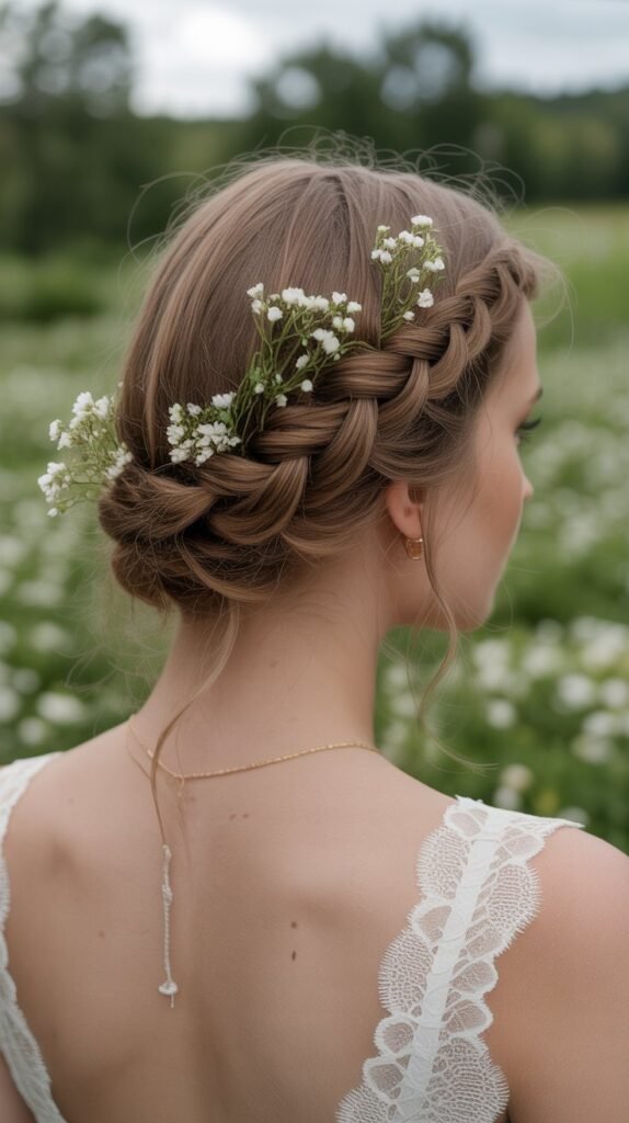 16. Braided Updo with Flowers