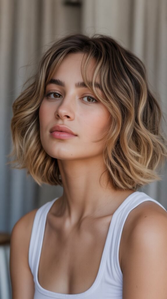 Soft Layered Bob with Curtain Bangs