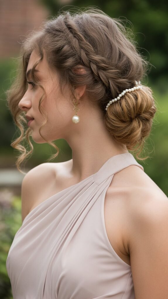 24. Curly Side Bun with Braided Detail