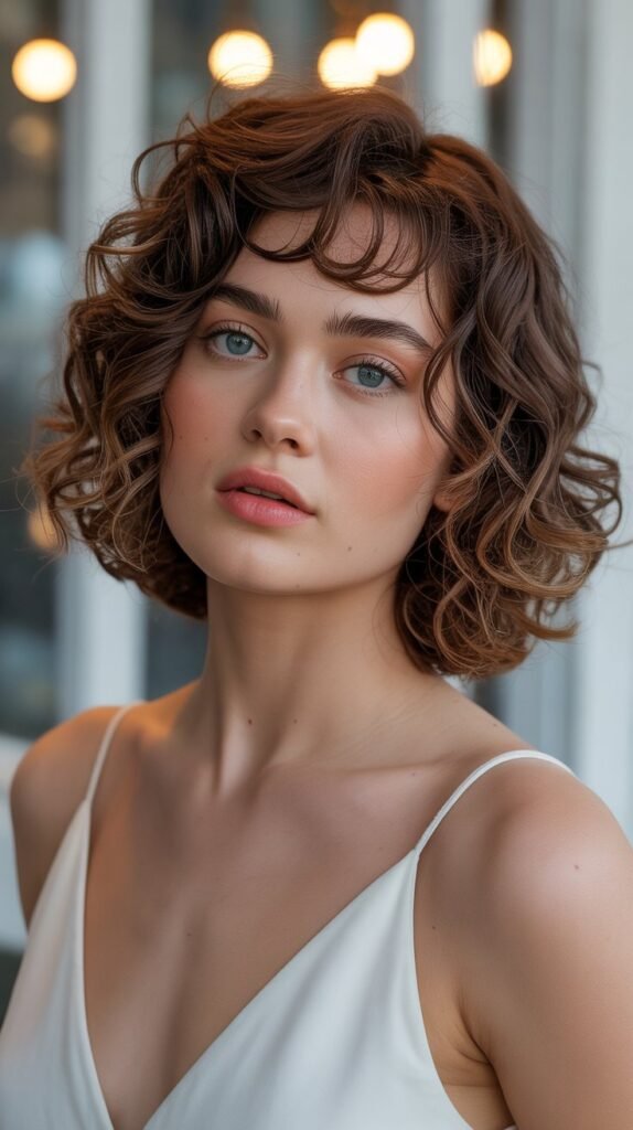 19. Choppy Bob Blowout with Soft Curls