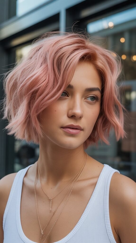 21. Rose Gold Shaggy Bob