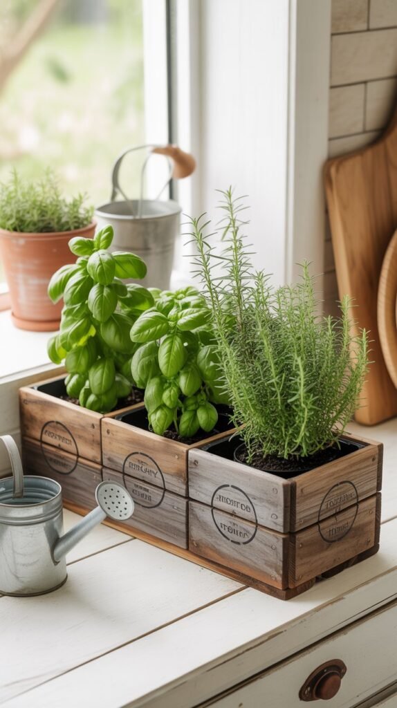 18. Wooden Herb Garden Boxes