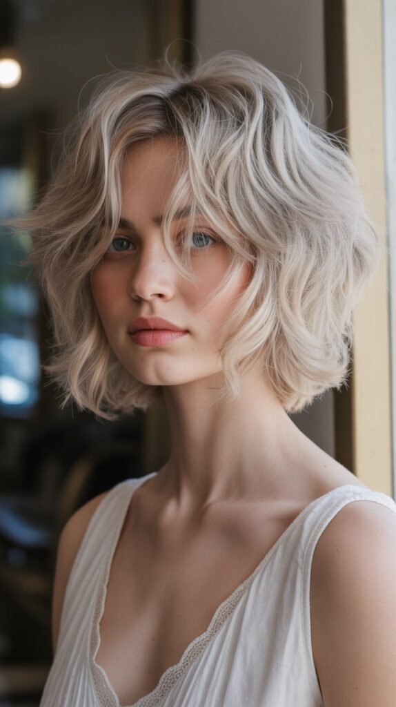 25. Shaggy Choppy Bob with Feathered Layers