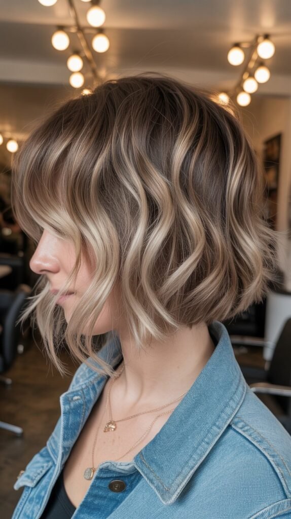 18. Shaggy Choppy Bob with Balayage