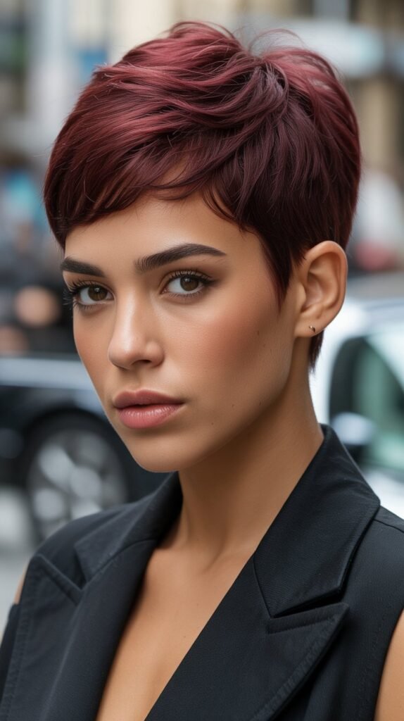 10. Burgundy Pixie Cut