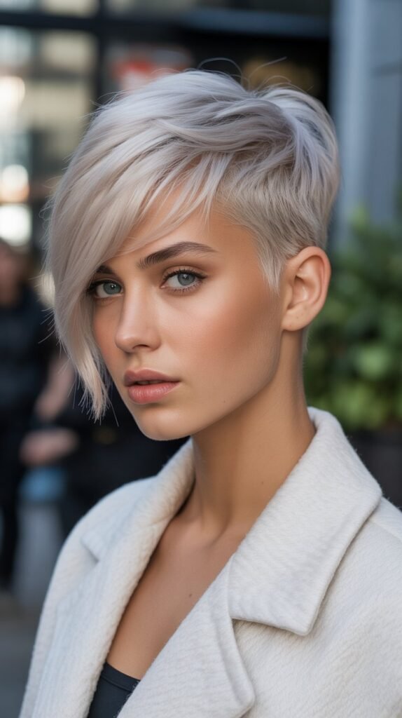 5. Pixie Cut with Long Bangs
