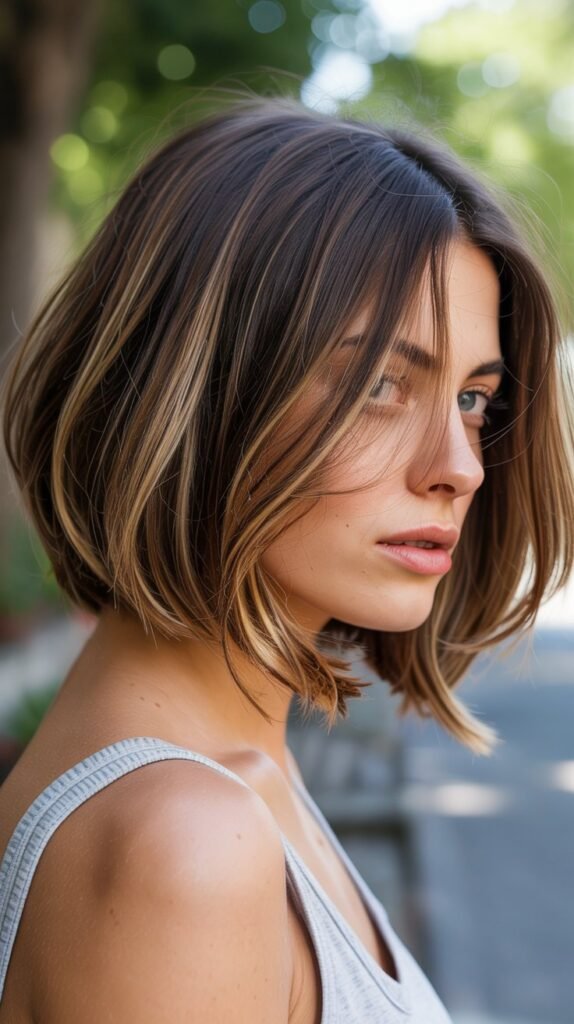9. Choppy Bob with Balayage Highlights