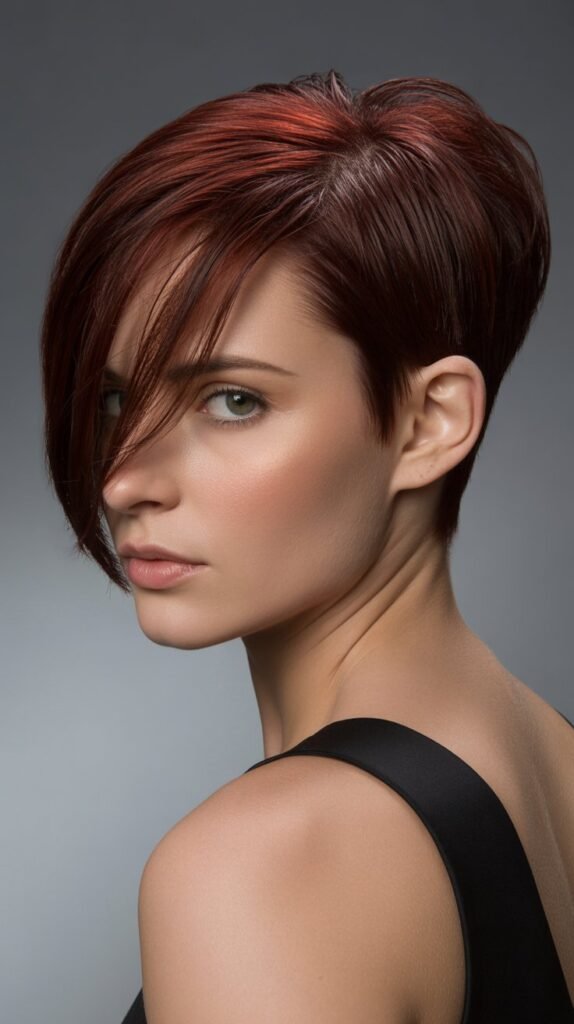 3. Asymmetrical Pixie with Long Side Bangs
