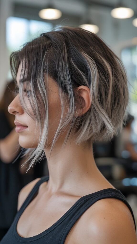 24. Choppy Bob with Dark Roots