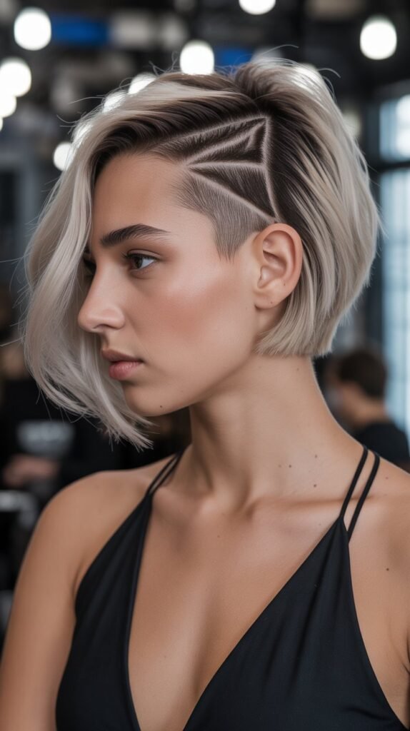 33. Side-Swept Undercut Bob: Hidden Drama