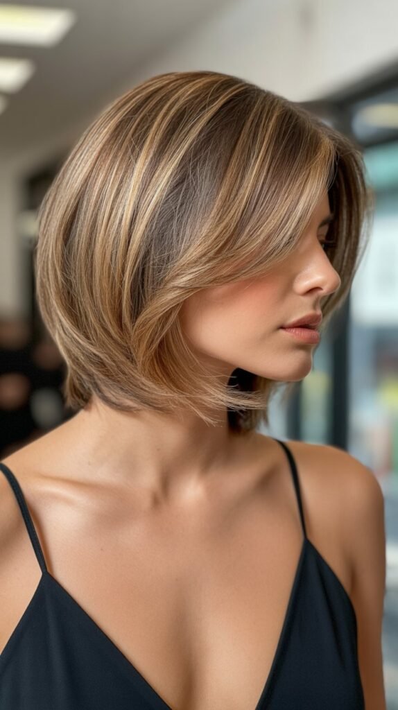  Layered Choppy Bob with Side Part