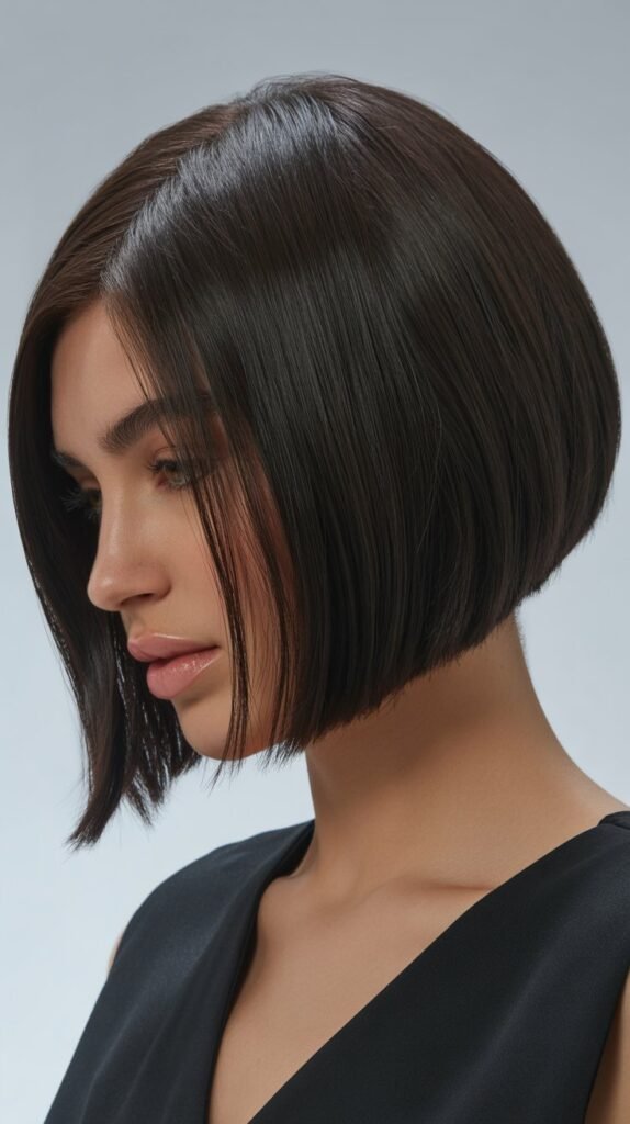 21. Sleek Angled Bob with Deep Side Part