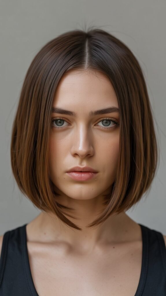 17. Sleek Bob with Middle Part