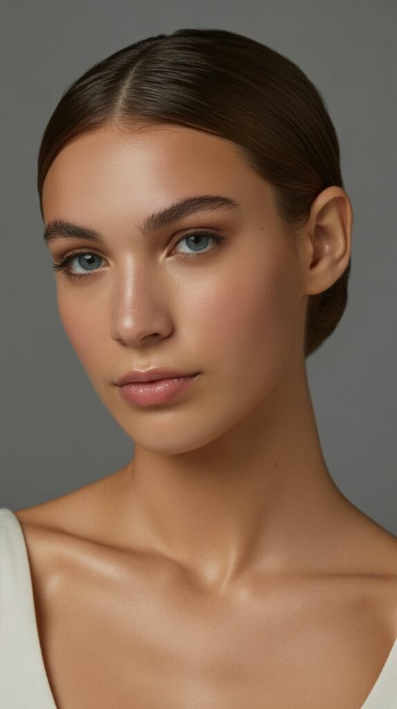 23. Sleek Middle Part with Tucked Ends