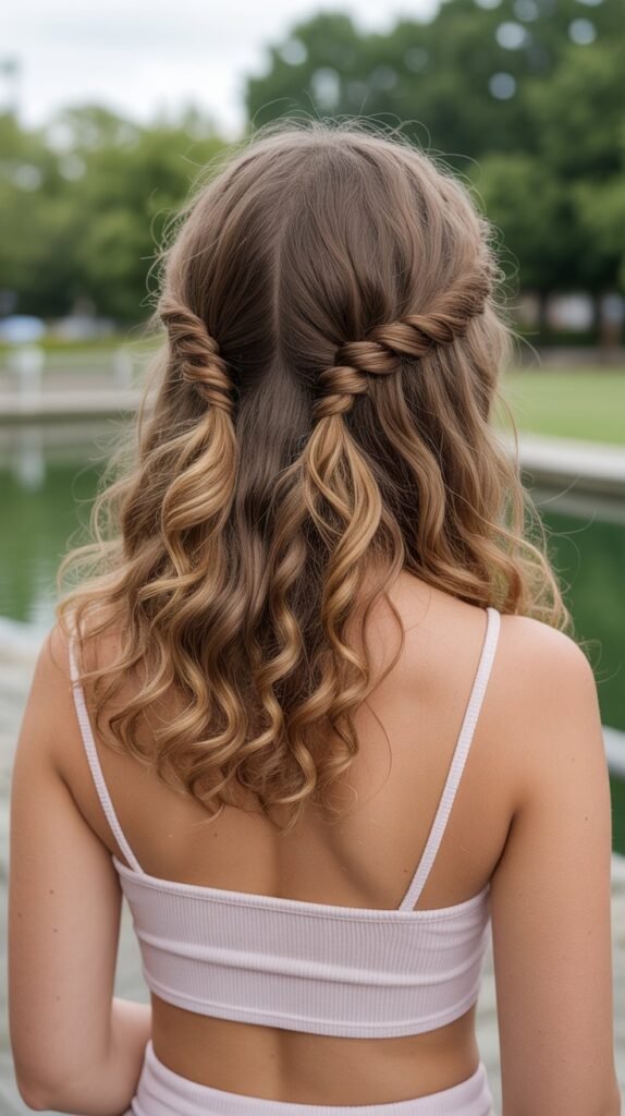 18. Double Twist Half Up Style