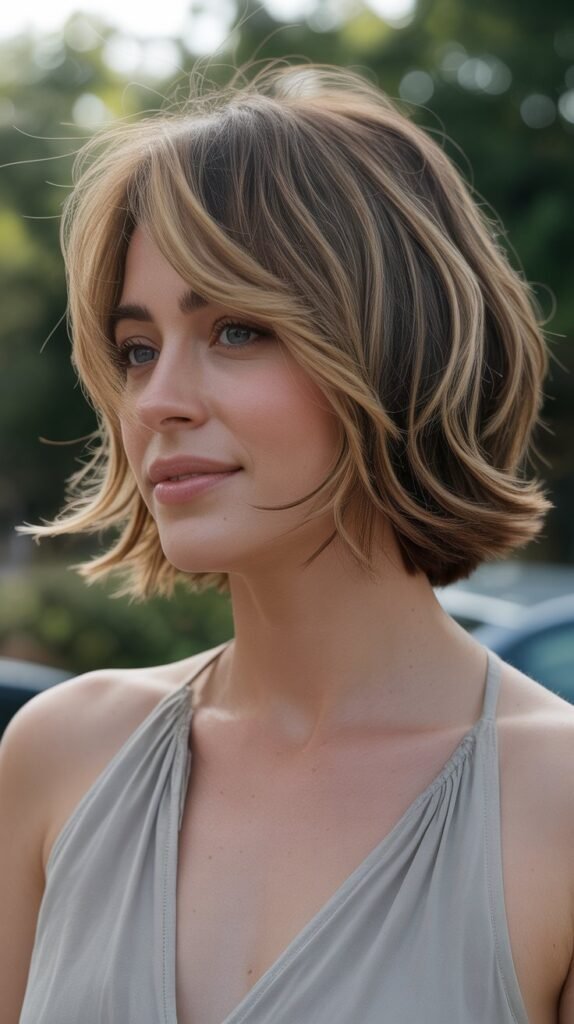 Layered Choppy Bob with Wispy Ends