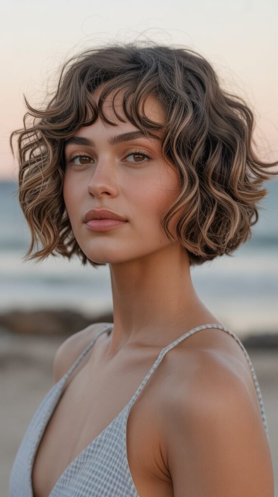 12. Wavy Choppy Bob with Face-Framing Bangs
