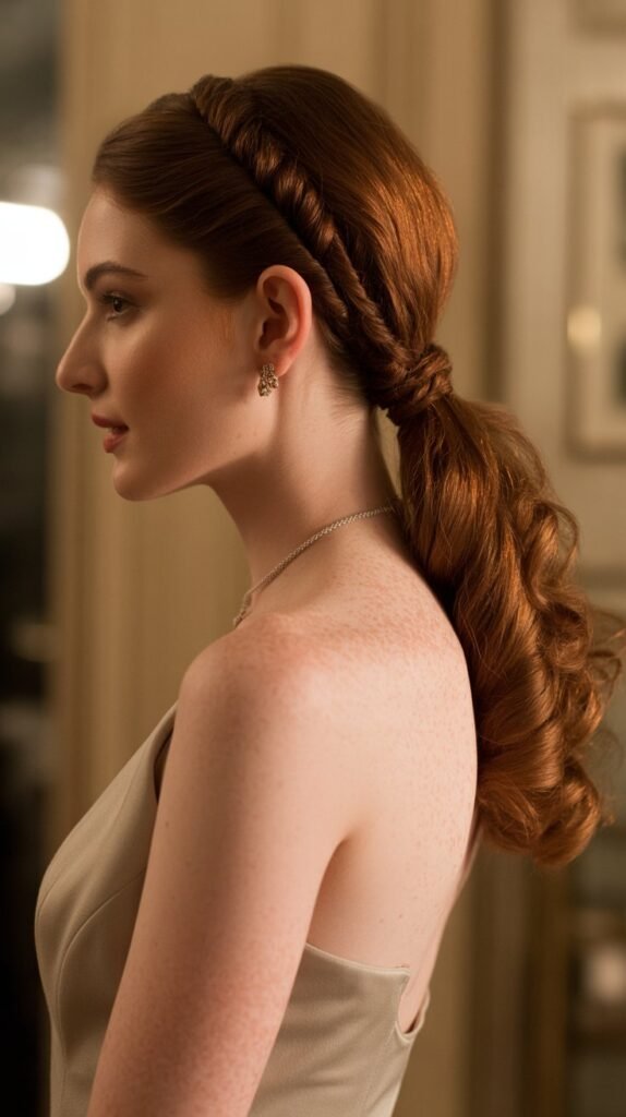 28. Twisted Side Ponytail Half Up