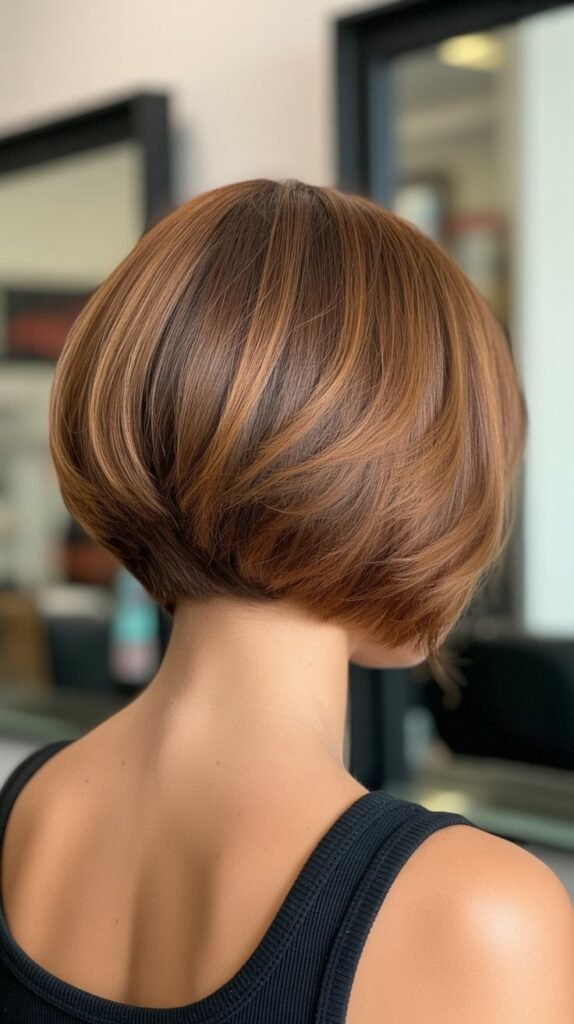 5. Stacked Bob with Volume at the Crown