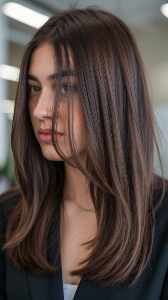 5. Chocolate Mocha Balayage with Ash Undertones