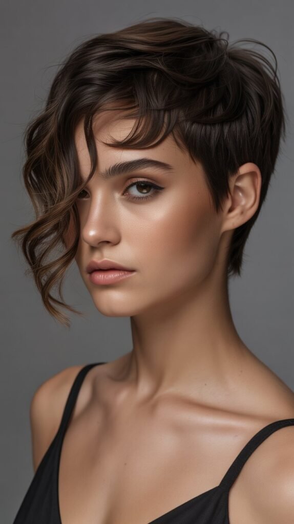20. Wavy Pixie with Forward-Swept Fringe