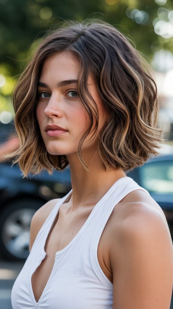 3. Shoulder-Length Choppy Bob with Layers