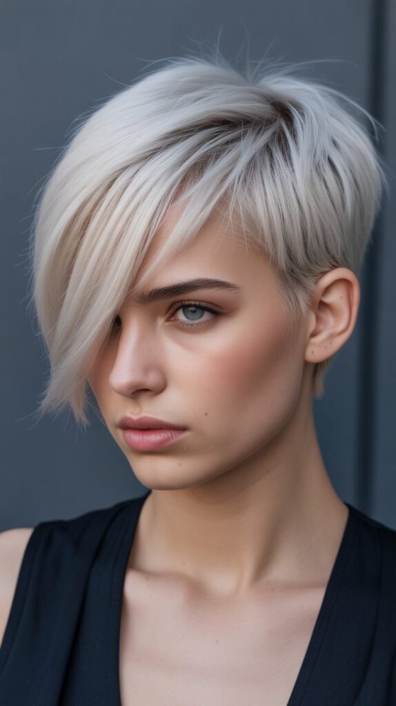 10. Pixie with Angular Side-Swept Fringe
