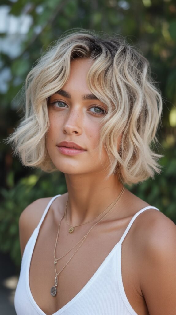 15. Tousled Shaggy Bob with Beach Waves