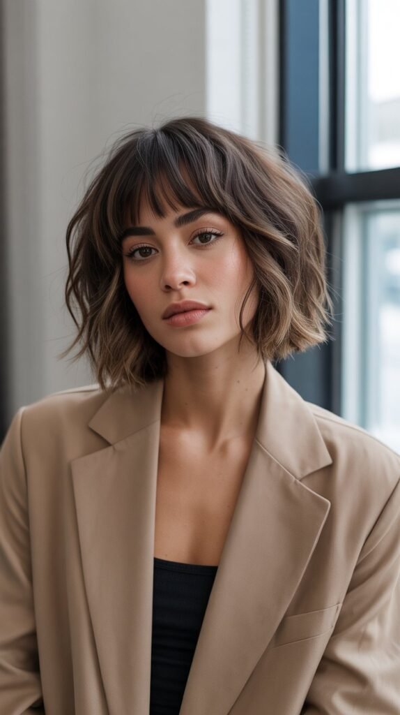 15. Choppy Lob (Long Bob) with Bottleneck Bangs
