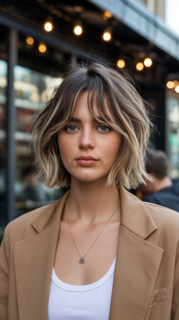 12. Choppy Long Bob with Bangs