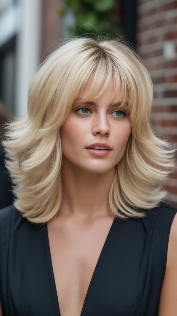 26. Graduated Long Bob with Graduated Bangs